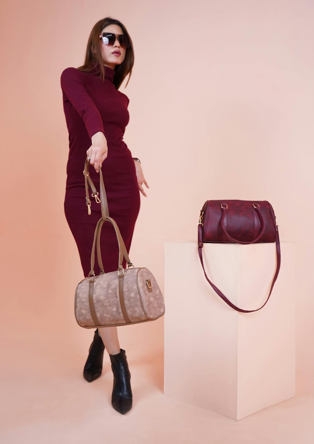 Burgundy Babe Dress and Bag